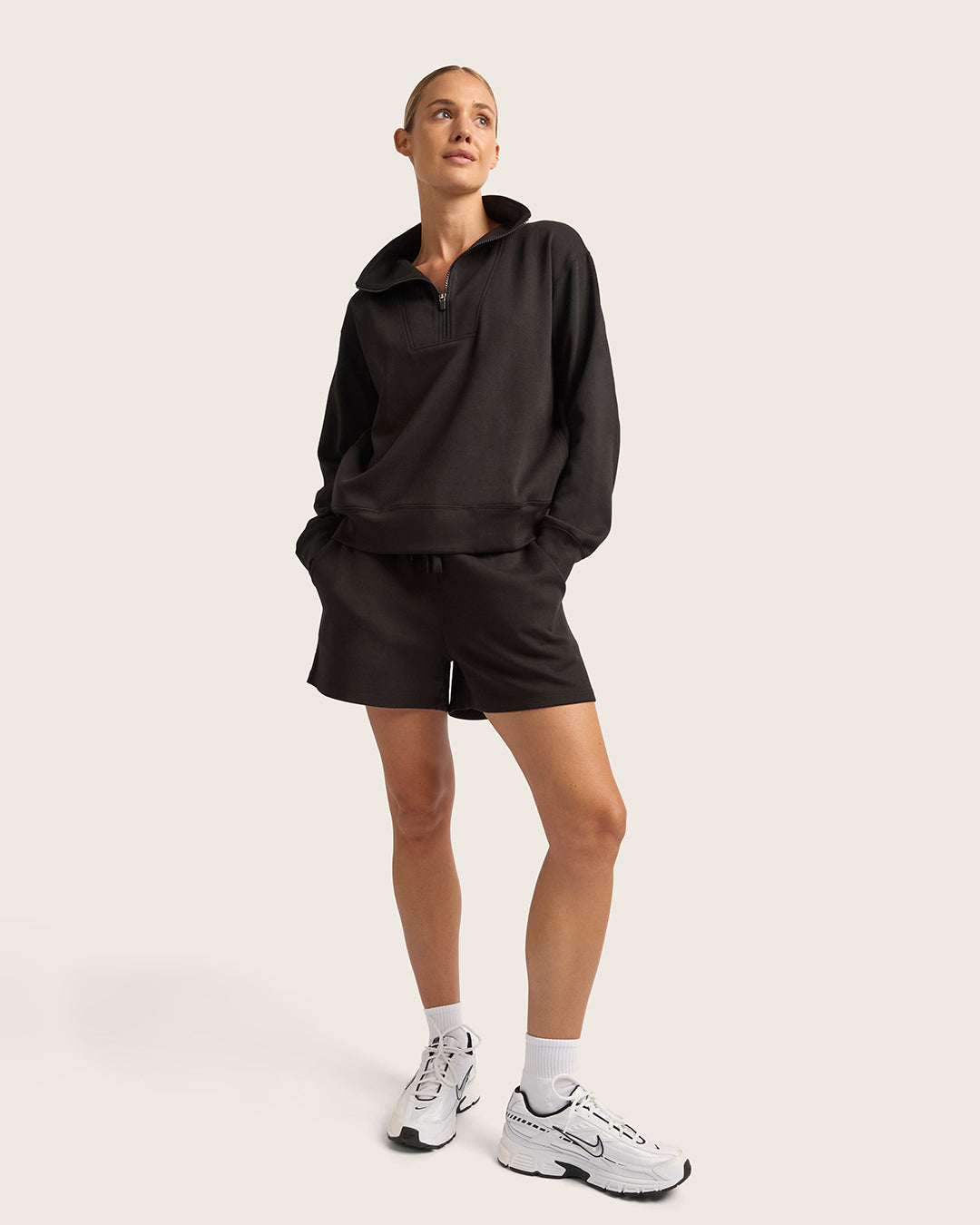 Women's Quarter Zip Sweater - Black
