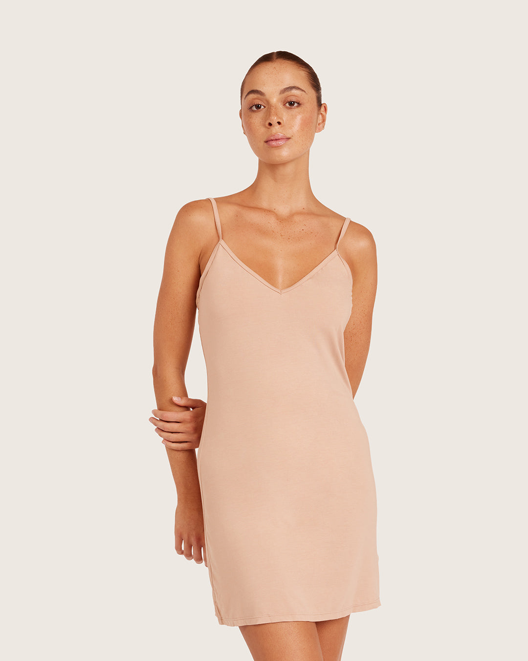 Base Layer V-Neck Slip-Almond