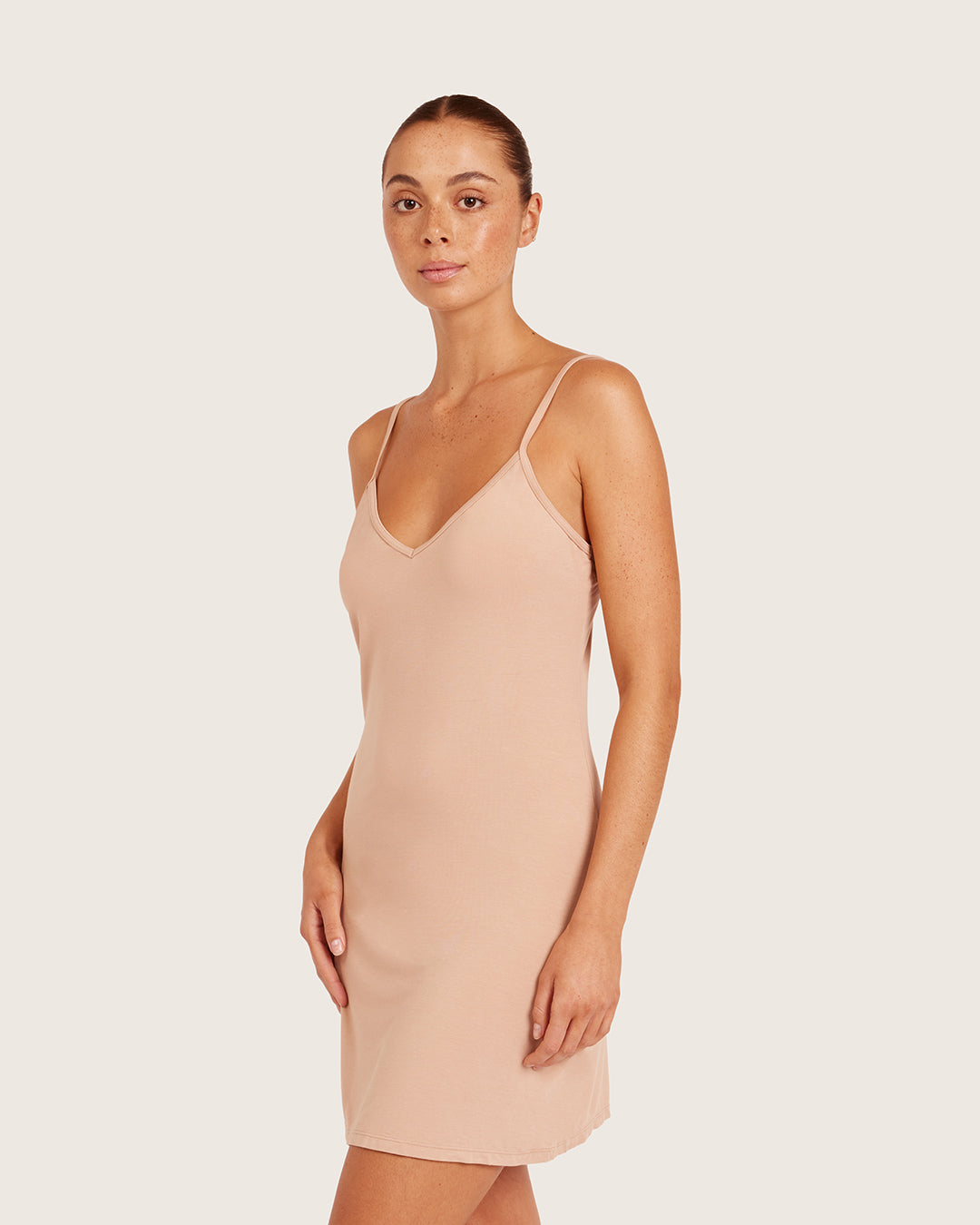 Base Layer V-Neck Slip-Almond