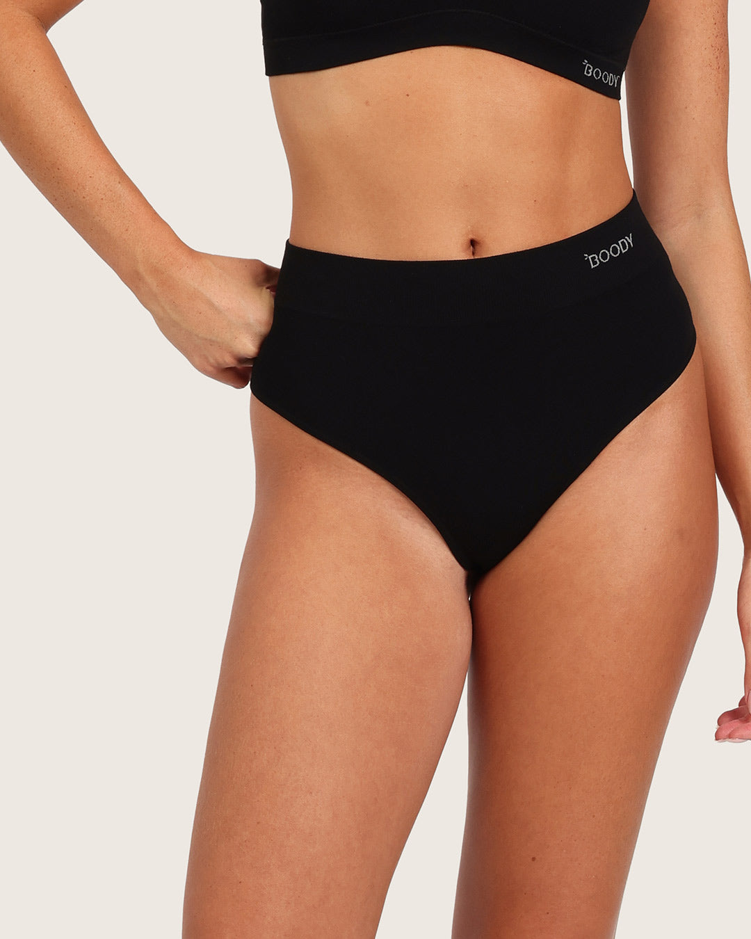 High Waist G-String - Black