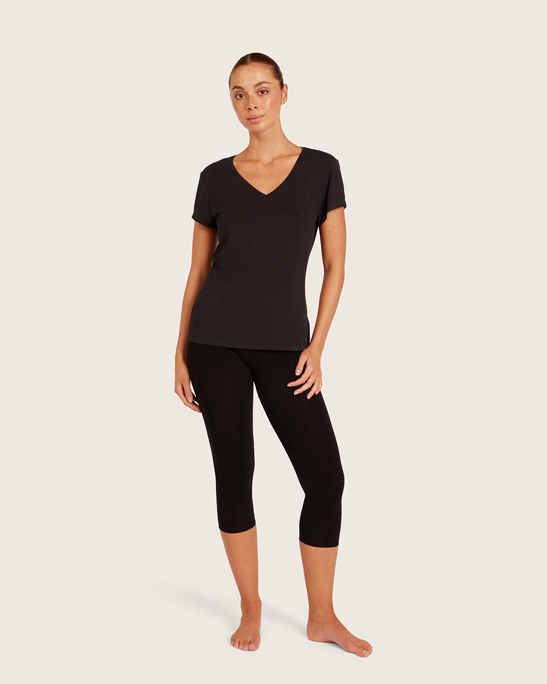 Women's Base Layer V-Neck T-Shirt - Black