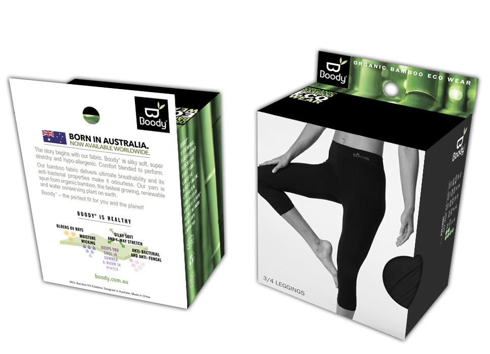 Boody 3/4 Black Legging packaging