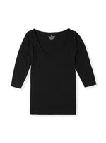 Boody Bamboo Womens Scoop Top in Black Flat Lay